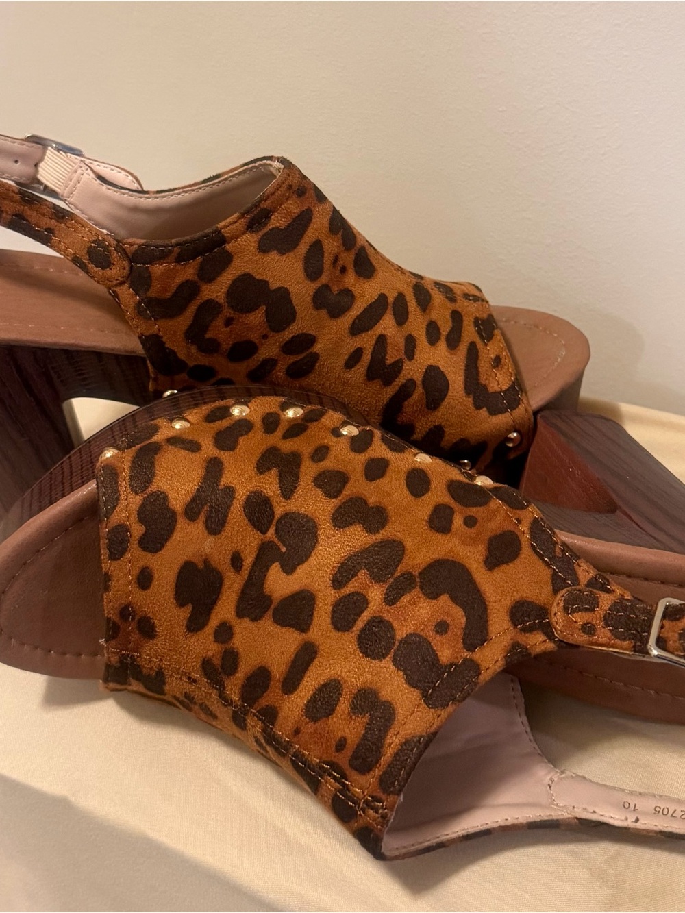 Leopard Print Open-Toe Women’s Sandals - Brown